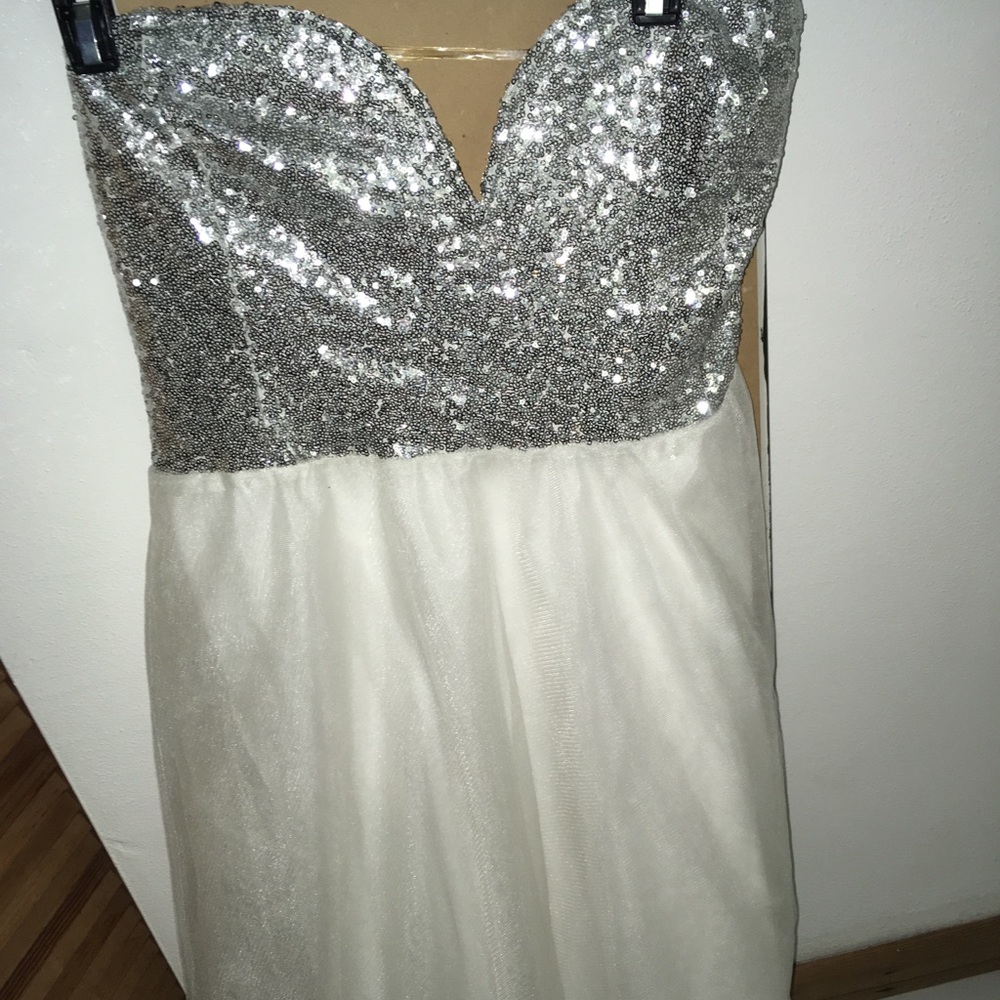White and Silver Prom Dress